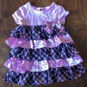 Youngland pink and brown plaid ruffle dress